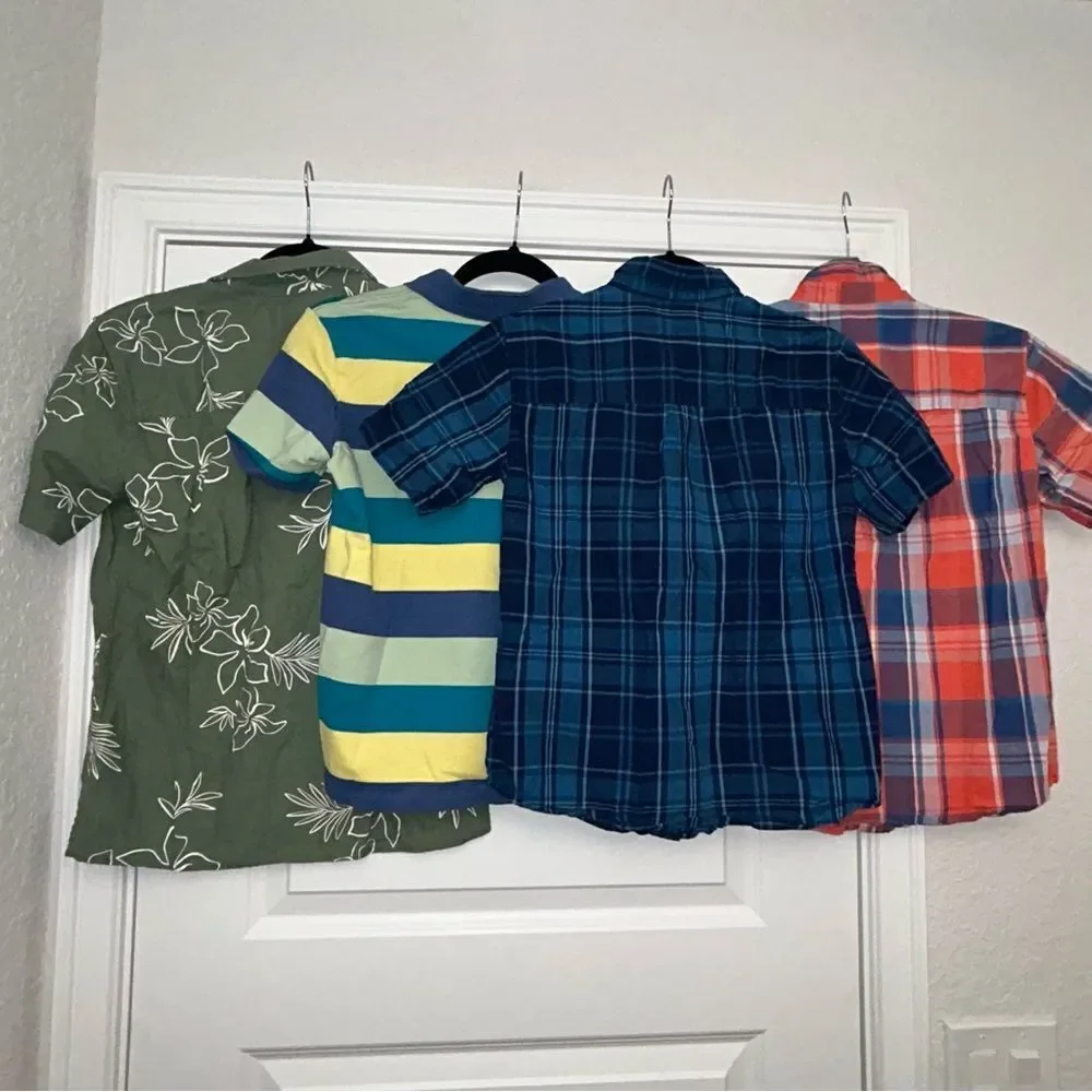 Old Navy Boys’ Plaid Stripe Floral Print Polo Button Down Shirt Lot of 4